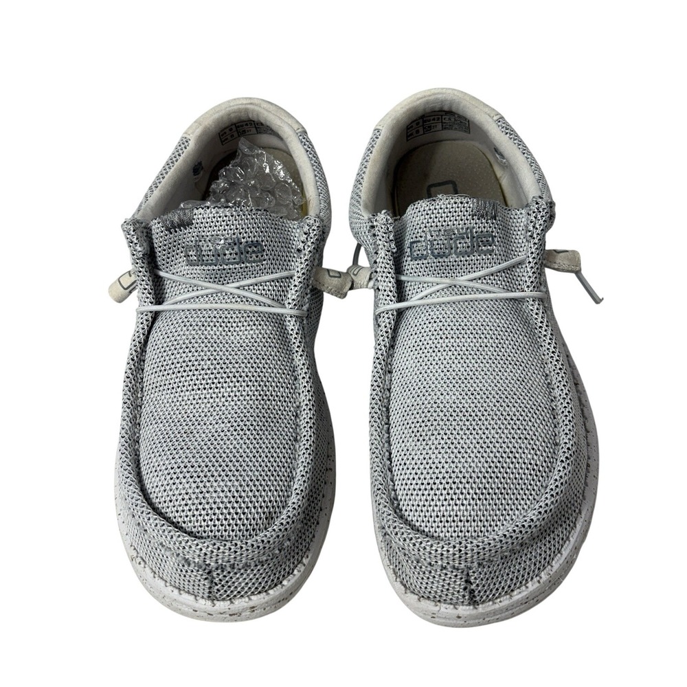 Hey Dude Wally Men's Size 9 Stone White Gray Fleece Loafers Summer Beach Shoes